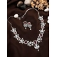 Women's Brass Silver Plated Necklace set (Red)