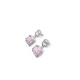 Women's Brass Silver Plated Drop Earrings (Pink)