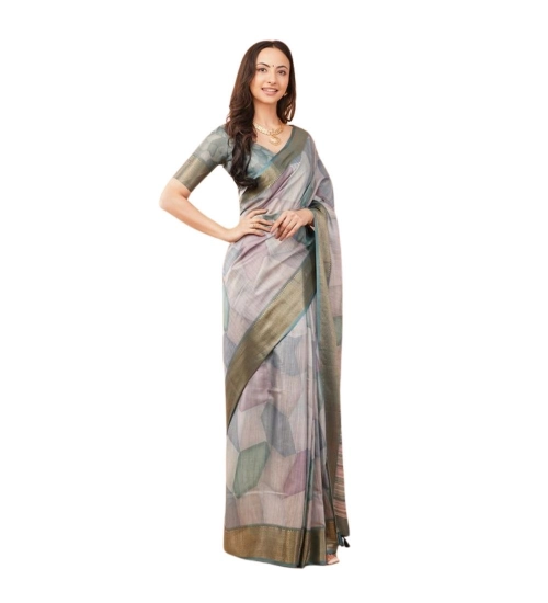 Women's Polyester Printed Saree With Unstitched Blouse 5.5 Mtr (Multicolor)