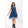 Women's Casual Denim Sleeveless Dress (Blue)