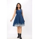 Women's Casual Denim Sleeveless Dress (Blue)