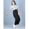 Girl's Polyester Floral Short Sleeves Jumpsuit (Green-Black) Girl's Polyester Floral Short Sleeves Jumpsuit (Green-Black)