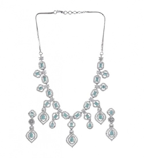 Women's Brass Silver Plated Necklace set (Turquoise) Women's Brass Silver Plated Necklace set (Turquoise)
