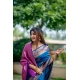 Women's Katan_Silk Zari_Weaving Saree With Unstitched Blouse 5.5Mtr (Blue)