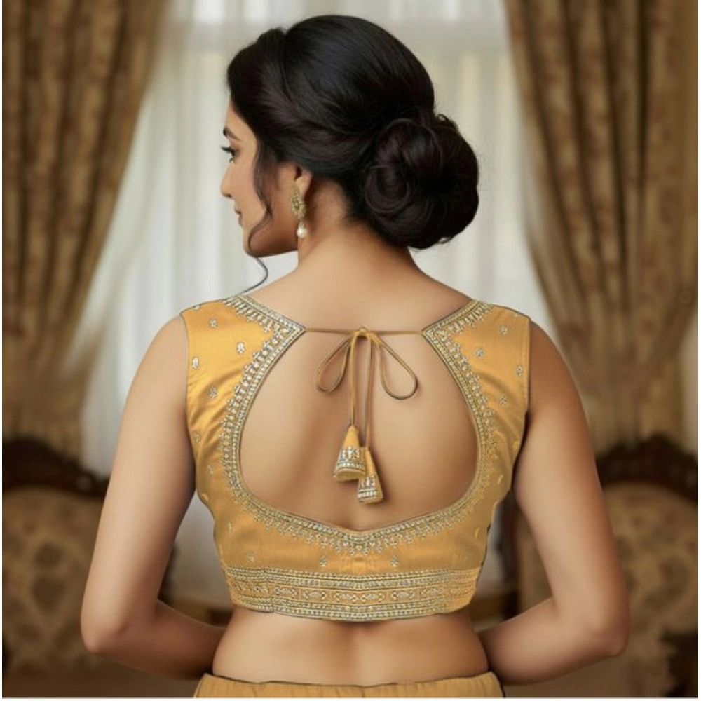 Women's Zimmi Choo Sequin Work V-Neck Padded Blouse (Beige 38 Ready (Self Alterable 36–40)