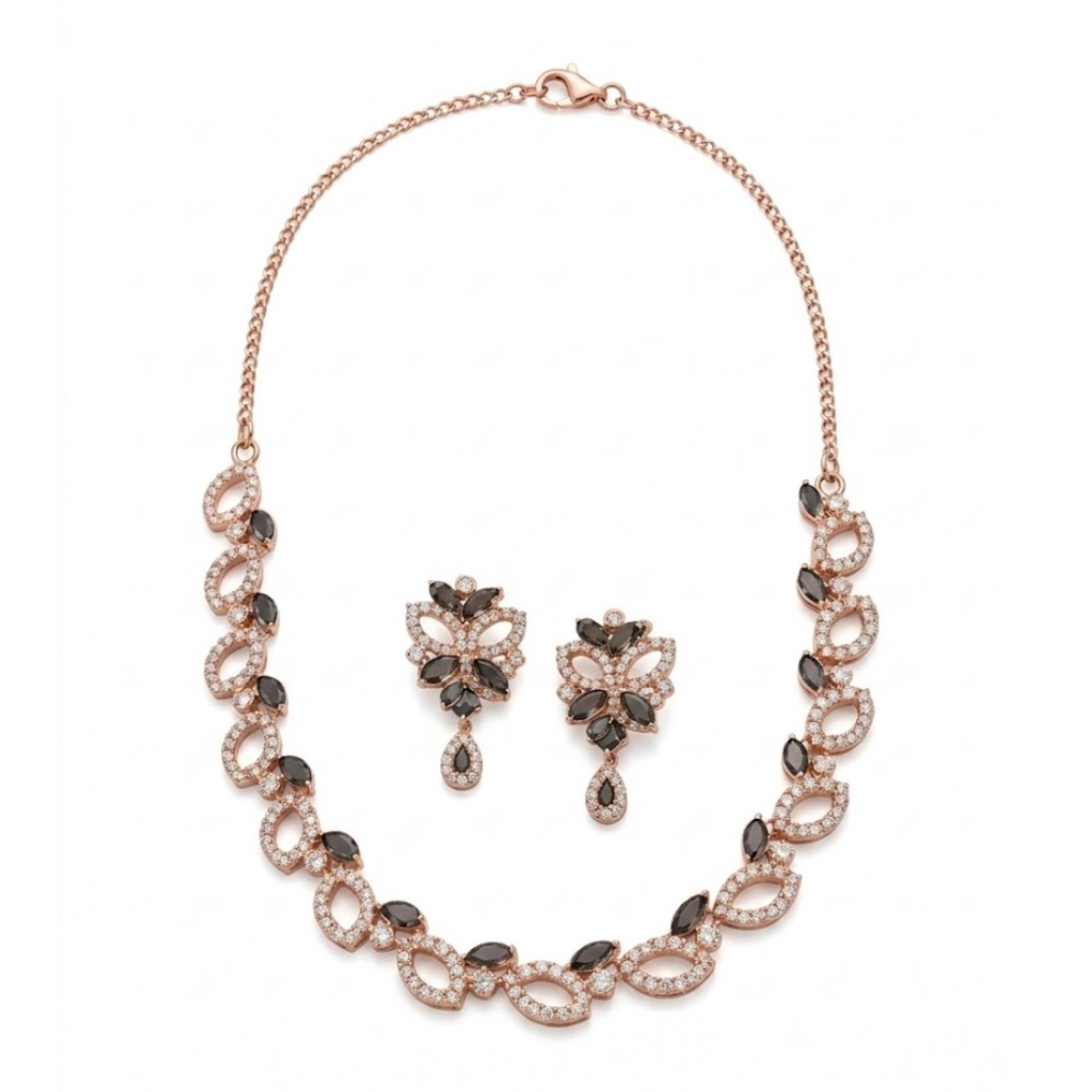 Women's Brass Silver Plated Necklace set (Silver)