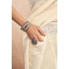 Women's Faux Linen Floral Print Ready to wear Saree With Unstitched Blouse 5.5Mtr (Cream) Women's Faux Linen Floral Print Ready to wear Saree With Unstitched Blouse 5.5Mtr (Cream)