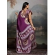 Women's Satin Crepe Printed Saree With Unstitched Blouse 5.5Mtr (Purple)
