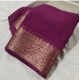 Women's Crepe Chit Pallu Solid Saree With Unstitched Blouse 5.5Mtr (light purple)