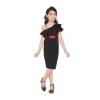 Girl's Knitted Soild Sleeve Less Off Shoulder Dress (Black) Girl's Knitted Soild Sleeve Less Off Shoulder Dress (Black)