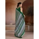 Women's Satin Crepe Printed Saree With Unstitched Blouse 5.5Mtr (Green)