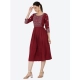 Women's Casual Rayon 3-4th Sleeves Kurti (Maroon)