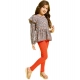 Girl's Polyester Floral One Shoulder Jeggings Set (Grey-Orange) Girl's Polyester Floral One Shoulder Jeggings Set (Grey-Orange)