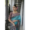 Women's Faux_Tussar Ikat Saree With Unstitched Blouse 5.5Mtr (Aqua_Blue) Women's Faux_Tussar Ikat Saree With Unstitched Blouse 5.5Mtr (Aqua_Blue)