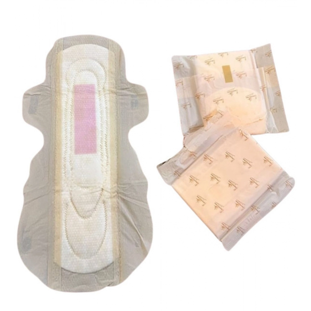 Pack of_12 Pcs Cotton Bamboo Sanitary Pads with Wings (White, each pack_6 pads)