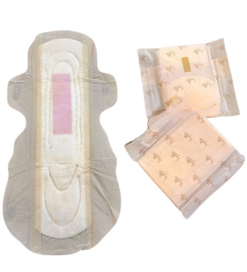 Pack of_12 Pcs Cotton Bamboo Sanitary Pads with Wings (White, each pack_6 pads)