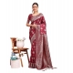 Women's Banarasi Silk Printed Saree With Unstitched Blouse 5.5Mtr (Maroon)