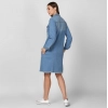 Women's Denim Washed Long Sleeves Jacket (Blue)