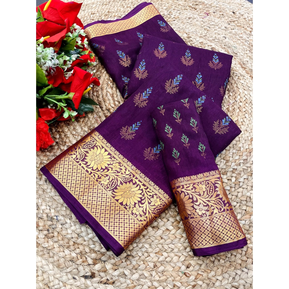 Women's Digital Dolla Silk Printed Saree With Unstitched Blouse 5.5Mtr (Purple) Women's Digital Dolla Silk Printed Saree With Unstitched Blouse 5.5Mtr (Purple)