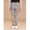 Girl's Cotton Lycra Floral Elasticated Jeggings (Multicolor)