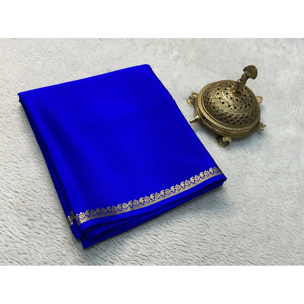 Women's Crepe Chit Pallu Solid Saree With Unstitched Blouse 5.5Mtr (Blue) Women's Crepe Chit Pallu Solid Saree With Unstitched Blouse 5.5Mtr (Blue)