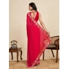 Women's Georgette Printed Saree With Unstitched Blouse 5.5Mtr (Red)