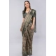 Women's Polyester Printed Ready To Wear Saree With Unstitched Blouse 5.5 Mtr (Grey)