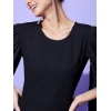 Women's Polyeter Solid Cape Sleeve Jumpsuit (Black)