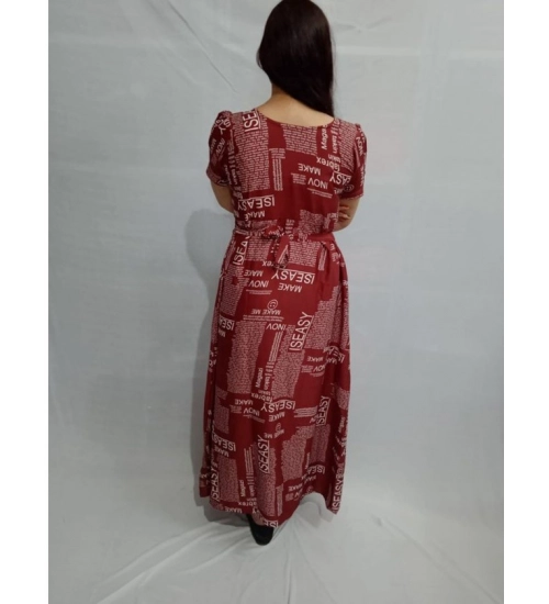 Women's Casual Crepe Half Sleeves Dress (Maroon) Women's Casual Crepe Half Sleeves Dress (Maroon)