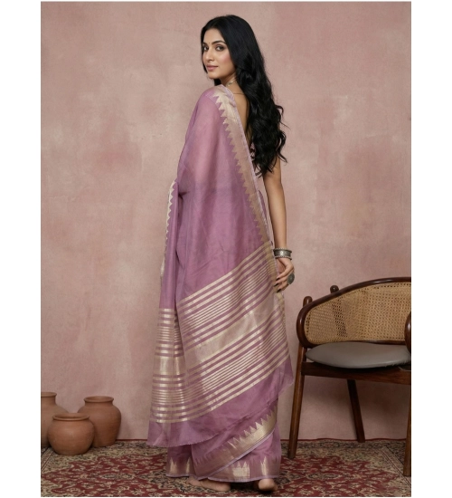 Women's Cotton Printed Saree With Unstitched Blouse 5.5Mtr (Purple) Women's Cotton Printed Saree With Unstitched Blouse 5.5Mtr (Purple)