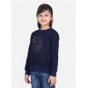 Girl's Fleece Embellished Long Sleeves Sweatshirt (Navy Blue)