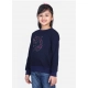 Girl's Fleece Embellished Long Sleeves Sweatshirt (Navy Blue) Girl's Fleece Embellished Long Sleeves Sweatshirt (Navy Blue)