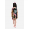 Girl's Chiffon Ruffled Sleeveless Dress (Black)