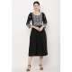Women's Casual Rayon 3-4th Sleeves Kurti (Black)