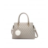 Women's PU Leather Solid Shoulder Zipper Handbag (Grey)
