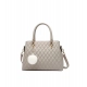 Women's PU Leather Solid Shoulder Zipper Handbag (Grey)