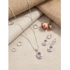 Women's Brass Silver Plated Pendant Set (Pink)