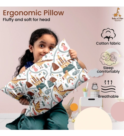 Soft Plush Printed Baby Infant Pillow for Kids Age 1 To 5 Years (Multicolor)