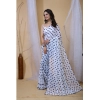 Women's Georgette Printed Saree With Unstitched Blouse 5.5Mtr (White-Blue) Women's Georgette Printed Saree With Unstitched Blouse 5.5Mtr (White-Blue)
