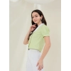 Women's Cotton Striped Half Sleeve Shirt (Green - White)