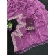 Women's Georgette Embroidered Saree With Unstitched Blouse 5.5Mtr (Purple)
