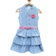Girl's Denim Embellished Sleeveless Dress with Belt (Light Blue) Girl's Denim Embellished Sleeveless Dress with Belt (Light Blue)