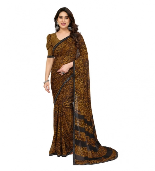 Women's Georgette Printed Saree With Unstitched Blouse 5.5Mtr (Multicolor)