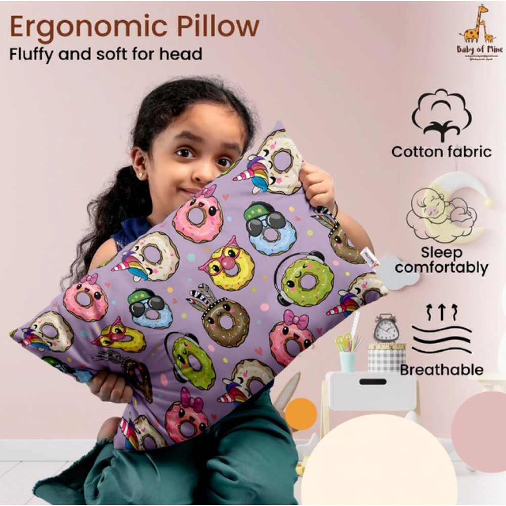 Soft Plush Printed Baby Infant Pillow for Kids Age 1 To 5 Years (Purple)