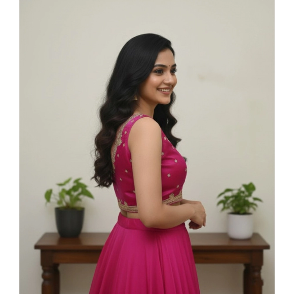 Women's Zimmi Choo Embroidered V-Neck Padded Blouse (Pink 38 Ready (Self Alterable 36–40)