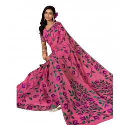 Women's Georgette Printed Saree With Unstitched Blouse 5.5Mtr (Pink)