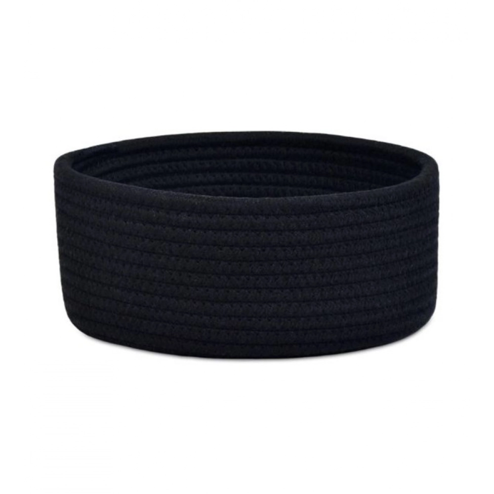 Cotton 8x3 Inch Round 1 Pcs Bedside Organizer (Black)
