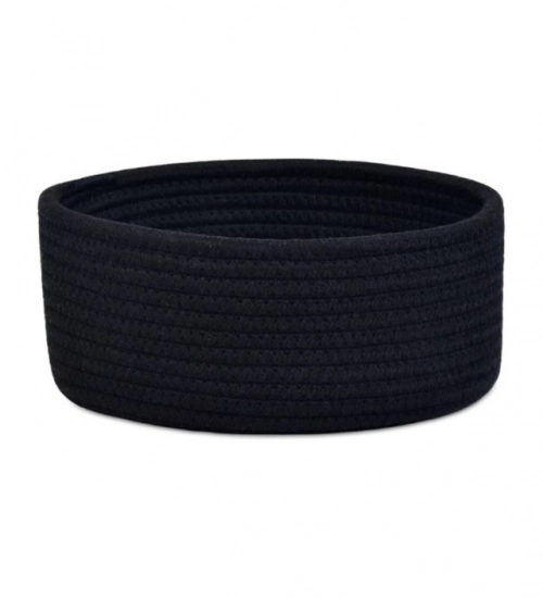 Cotton 8x3 Inch Round 1 Pcs Bedside Organizer (Black)