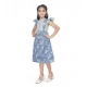 Girl's Twill Printed Short Sleeve Round Neck Dress (Green) Girl's Twill Printed Short Sleeve Round Neck Dress (Green)