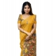 Women's Linen Printed Saree With Unstitched Blouse 5.5Mtr (Mustard)